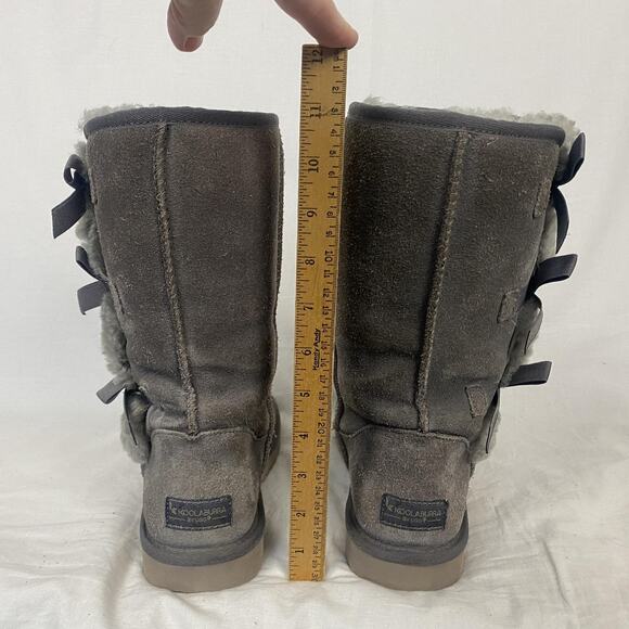 Koolaburra by UGG Boots Womens 7 Gray Suede Victoria Tall Bow 1015875 Sherpa - Picture 7 of 14